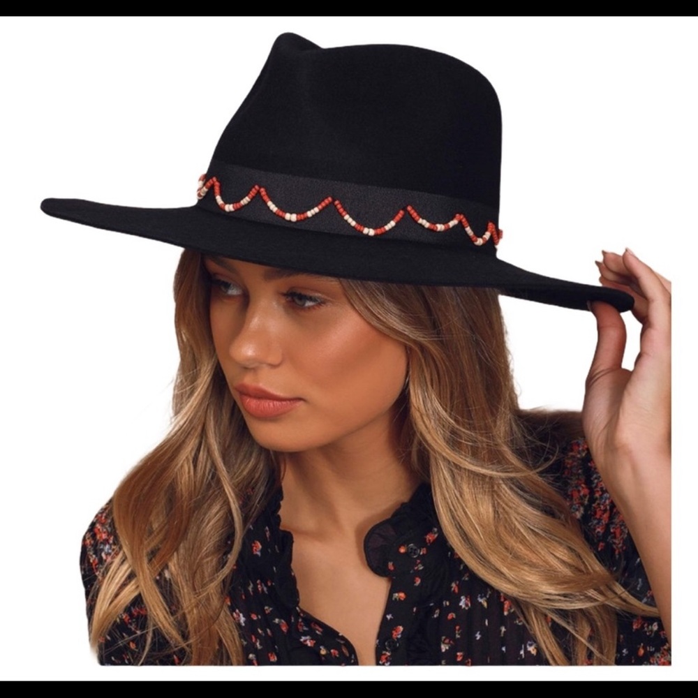 Brixton Tillman Beaded Wool Felt Fedora Black XS